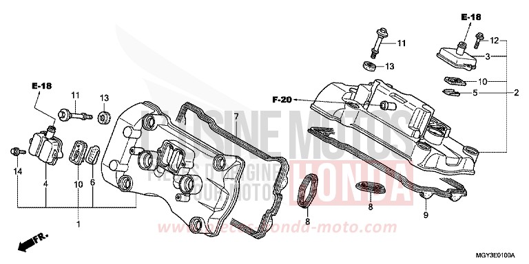 COUVERCLE DE CULASSE von VFR800X „Crossrunner“ CANDY BLAZING RED (R195) von 2011